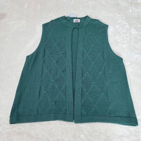 Bleyle Sweaters - Bleyle Sleeveless Cardigan Sweater Vest Button Neck Geometric Print Green Size M
